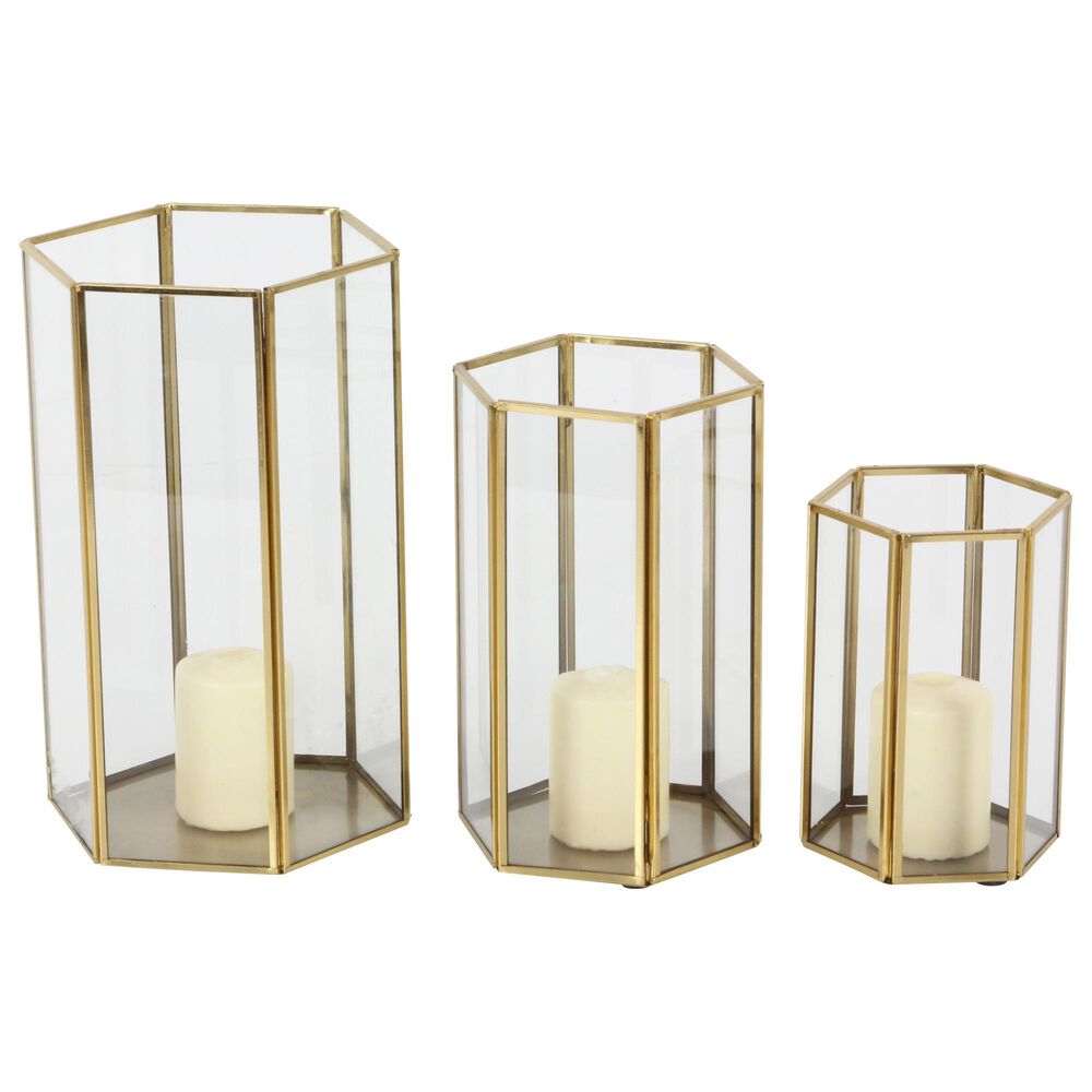 Maple and Jade Assorted Large Candleholders in Gold (Set of 3), , large