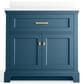 Kohler Charlemont 36" Single Bathroom Vanity in Tidal Blue with 3 cm White Quartz Top and Rectangular Sink, , large