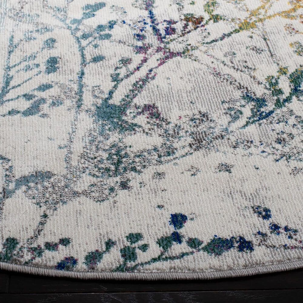 Safavieh Aria Floral 6&#39;6&quot; Round Ivory and Blue Area Rug, , large