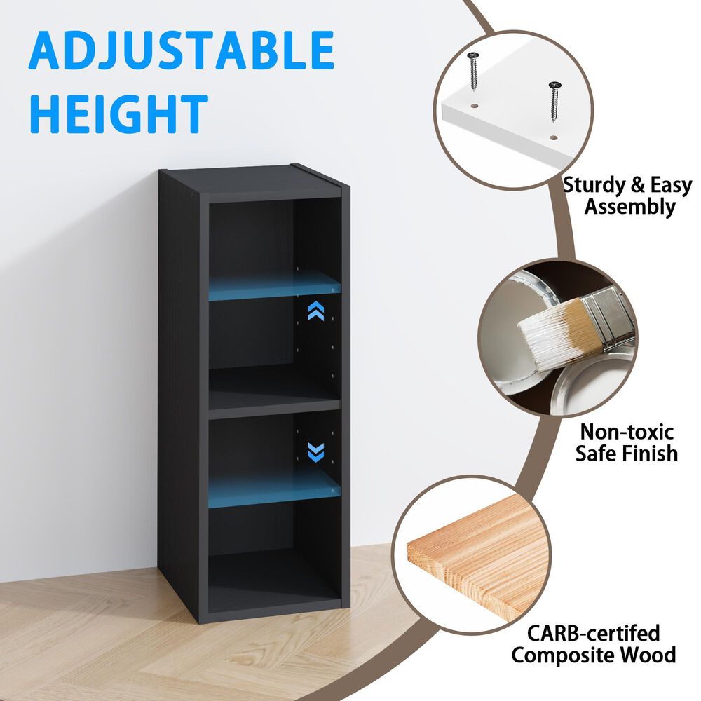 HOMLUX 2-Tier Open Bookcase with 8" Shelf in Blackwood, , large