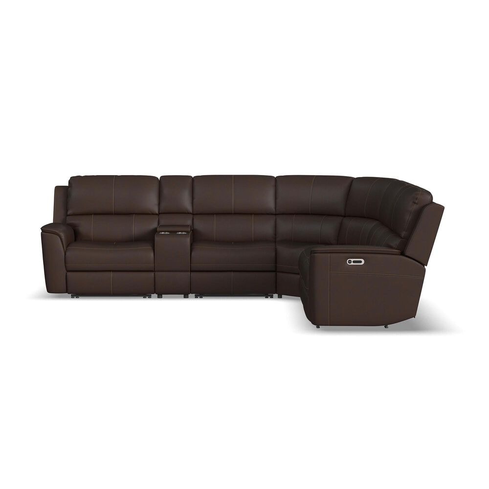 Flexsteel Henry 6-Piece Leather Power Reclining Sectional in Burnt Umber, , large