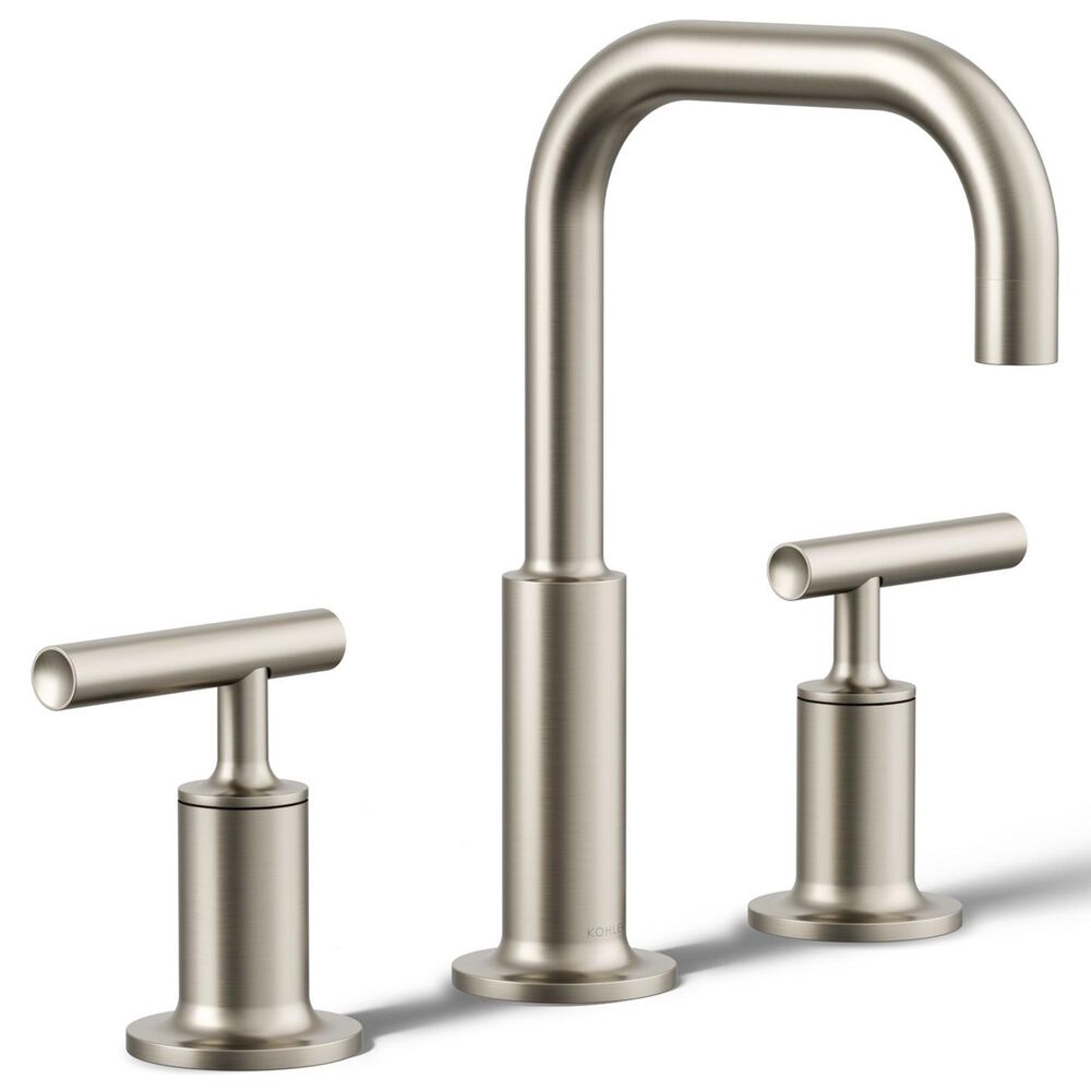 Kohler Purist Widespread Bathroom Sink Faucet with Lever Handles and High Gooseneck Spout in Vibrant Brushed Nickel, , large