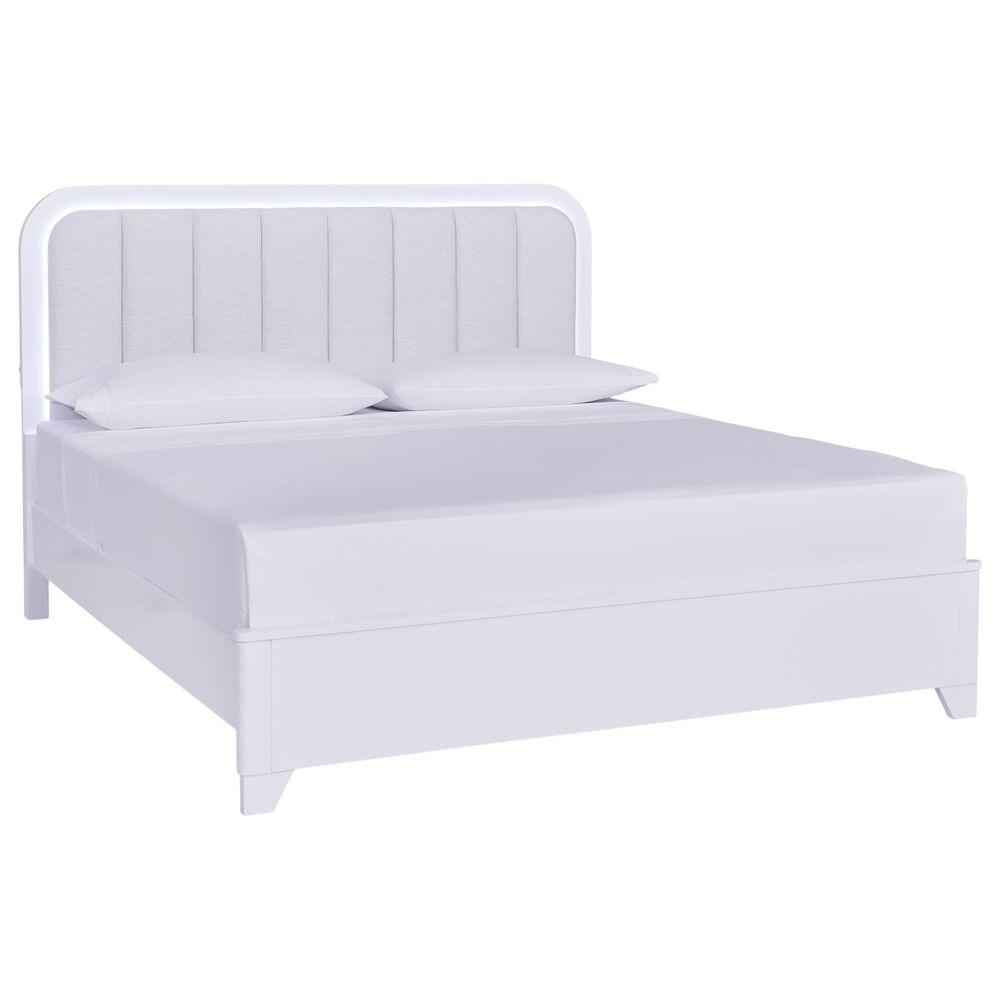 Ashley Jarlee California King Upholstered Platform Bed in White with Lighting, , large