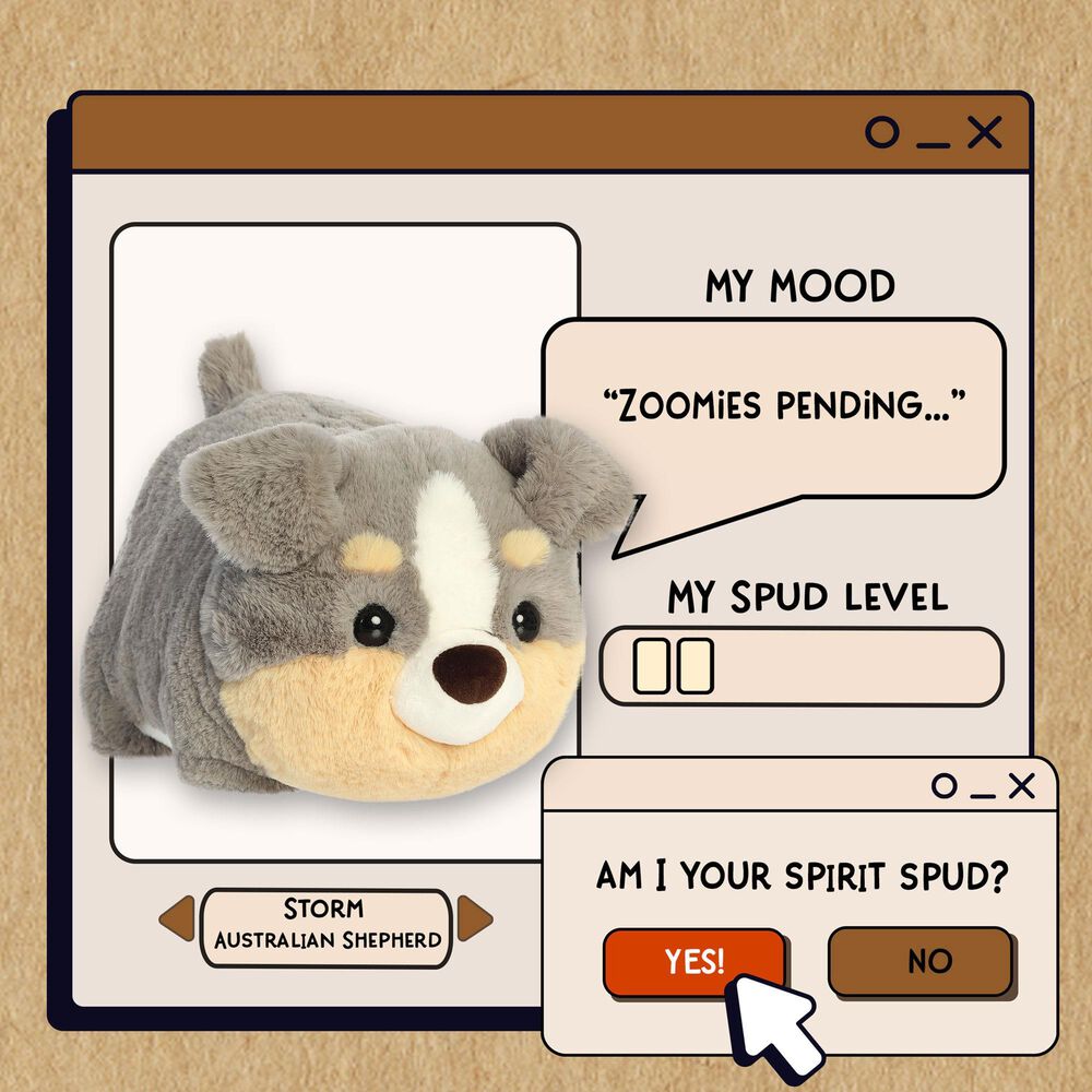 Aurora 11" Spudsters Storm Australian Shepherd Stuffed Animal, , large