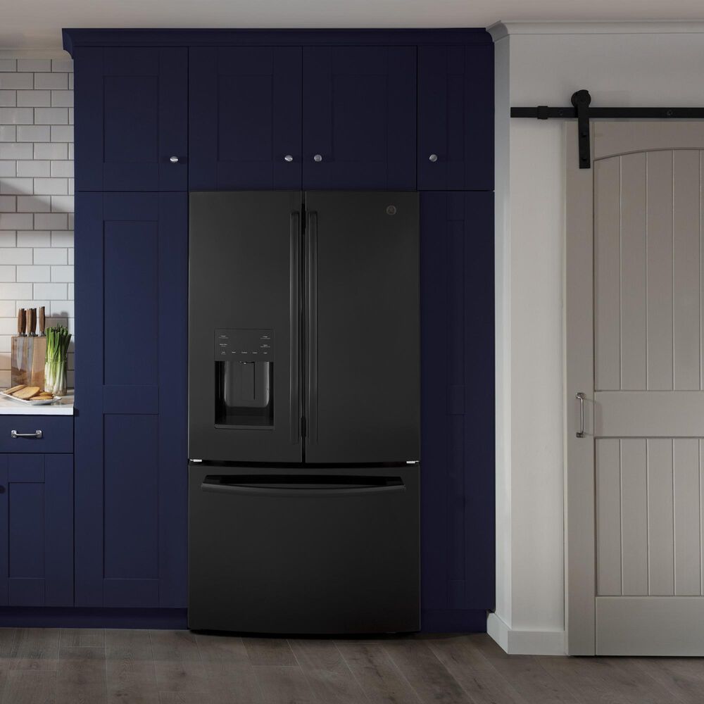 GE Appliances 25.6 Cu. Ft. Capacity 3-Door French Door Refrigerator in Black, , large