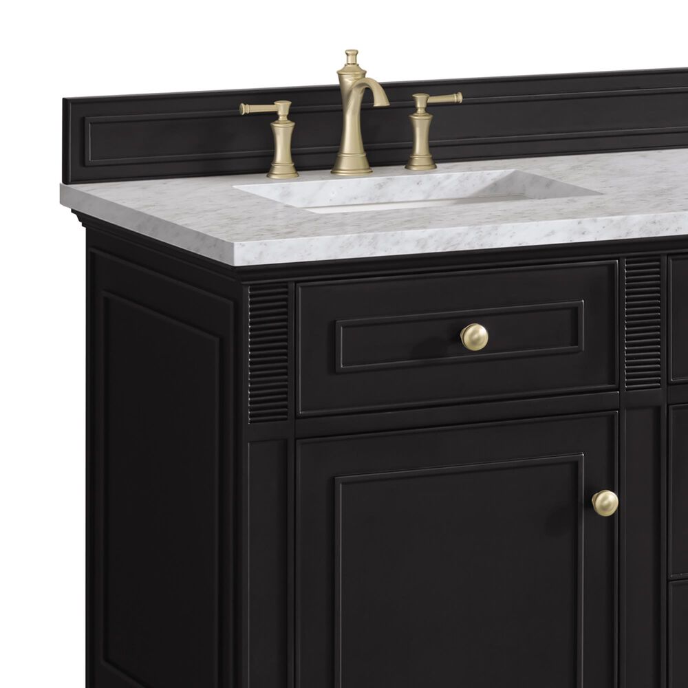 James Martin Vanities Lorelai 60&quot; Double Vanity in Black Onyx with 3 cm Carrara White Marble Top, , large
