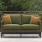 Ashley Horizon Hall Outdoor Loveseat with Green Cushion in Brown, , large