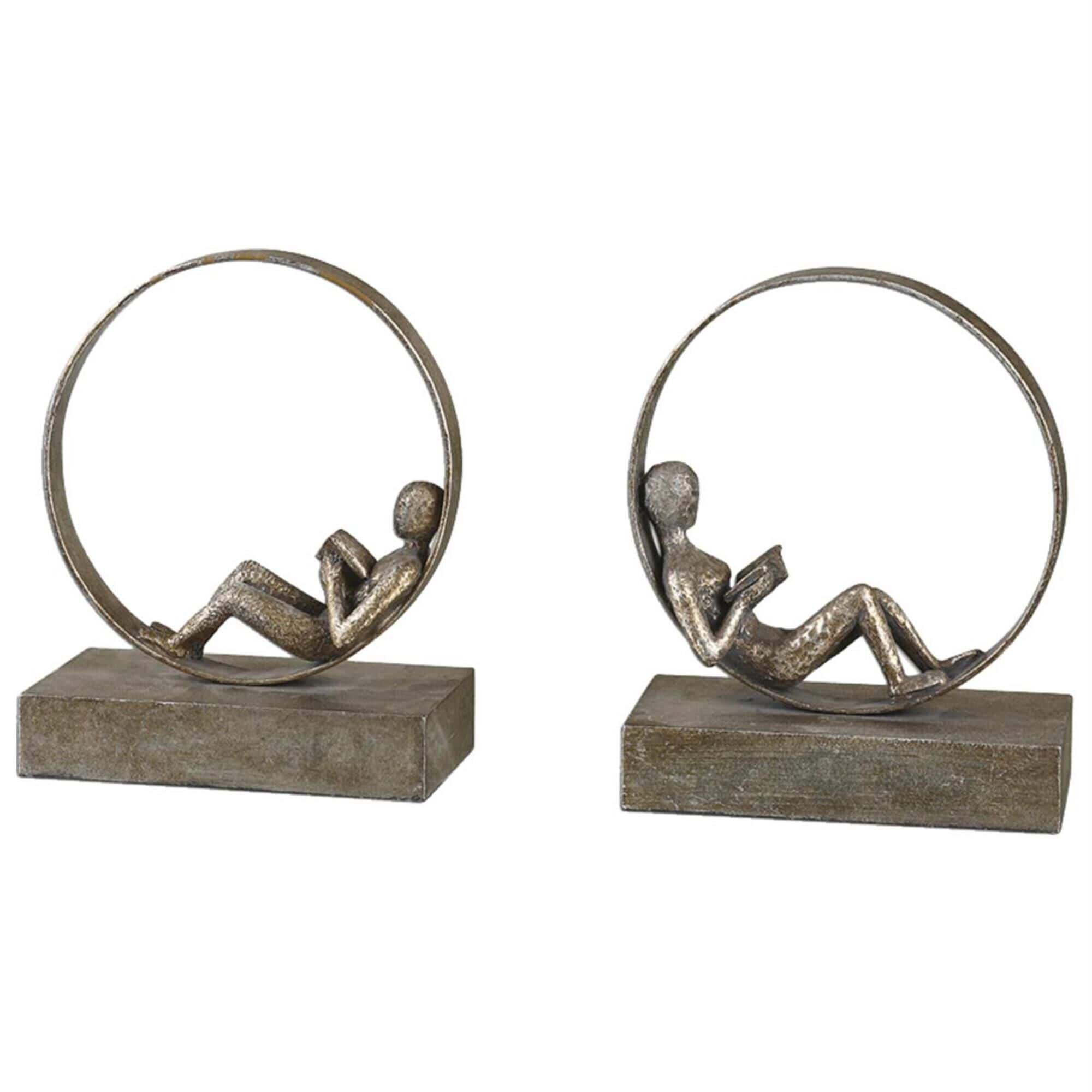 Uttermost Lounging Reader Antique Bookends - Thumbnail 2