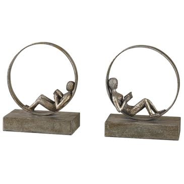 Uttermost Lounging Reader Antique Bookends (Set of 2), , large