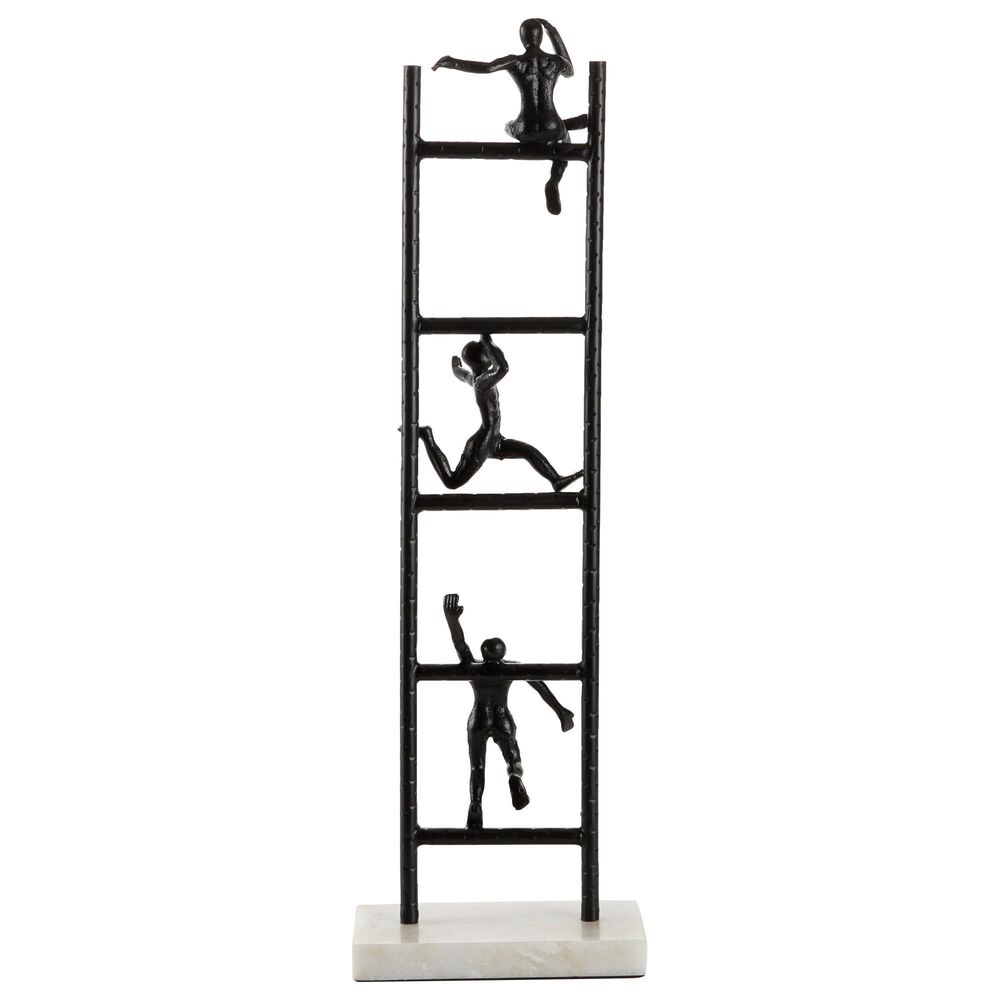 Maple and Jade 27&quot; Human Climbing Ladder Sculpture in Glossy Black, , large