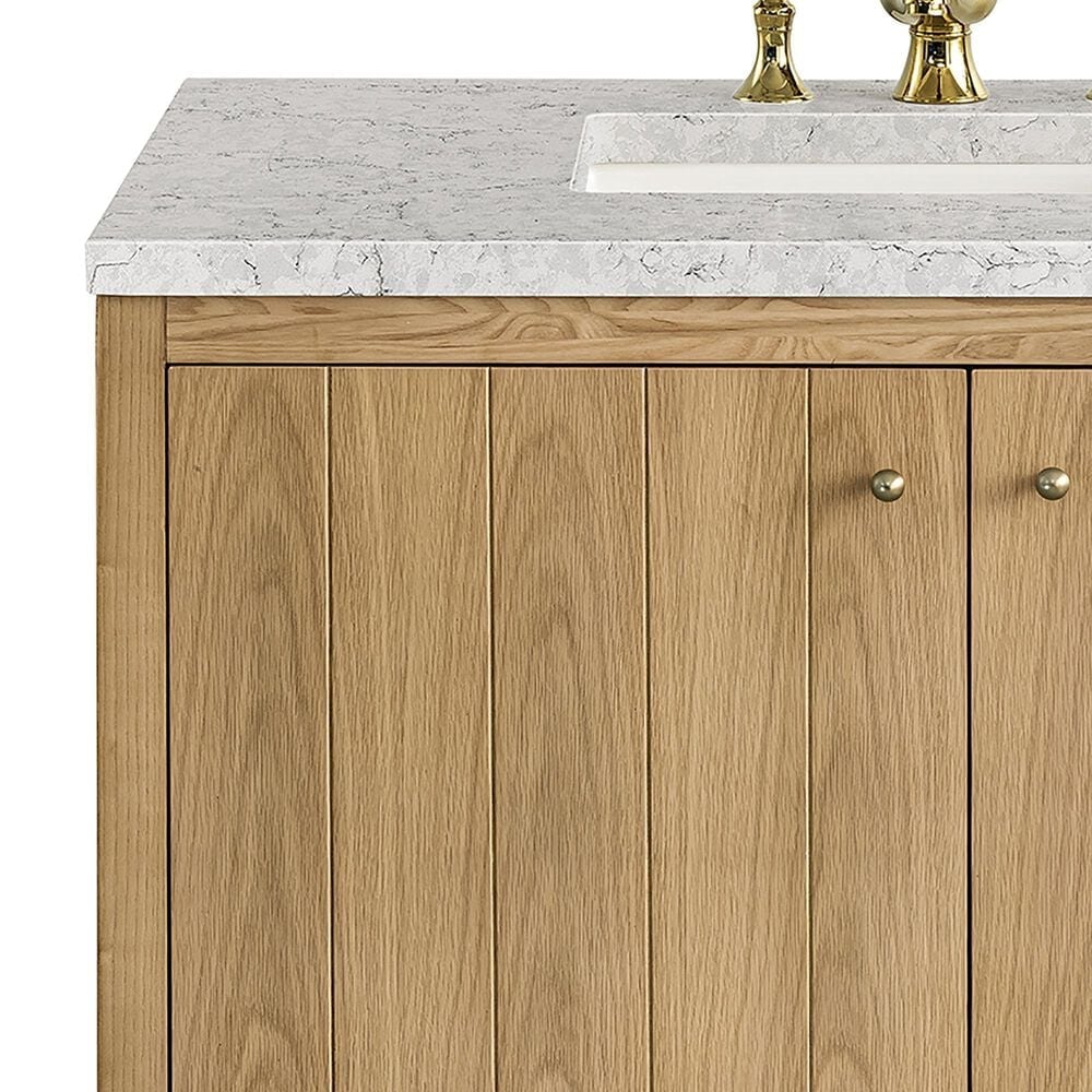 James Martin Vanities Hudson 36&quot; Single Bathroom Vanity in Light Natural Oak with 3 cm Eternal Jasmine Pearl Quartz Top and Rectangular Sink, , large