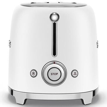 SMEG Retro-Style 2-Slice Toaster in Matte White and Polished Chrome, , large