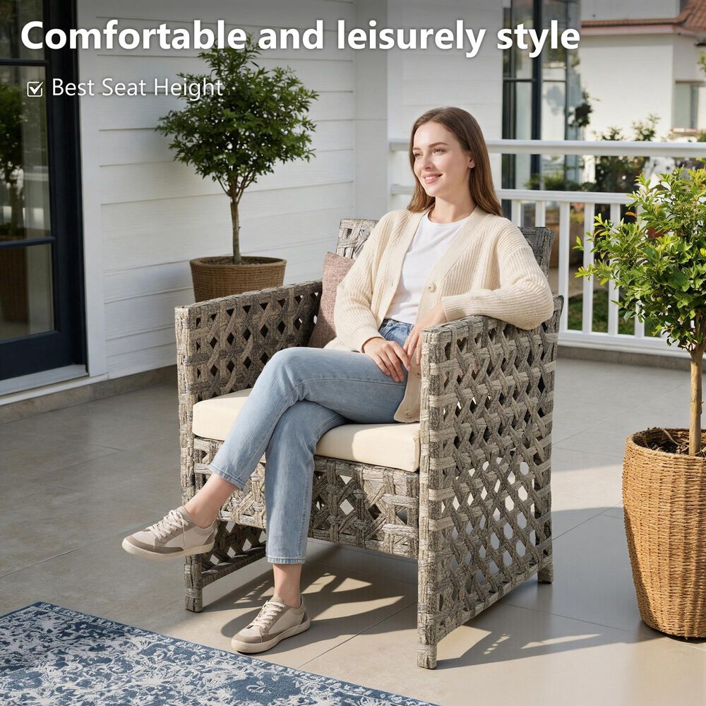 HOMLUX 4-Piece Patio Conversation Set in Beige, , large