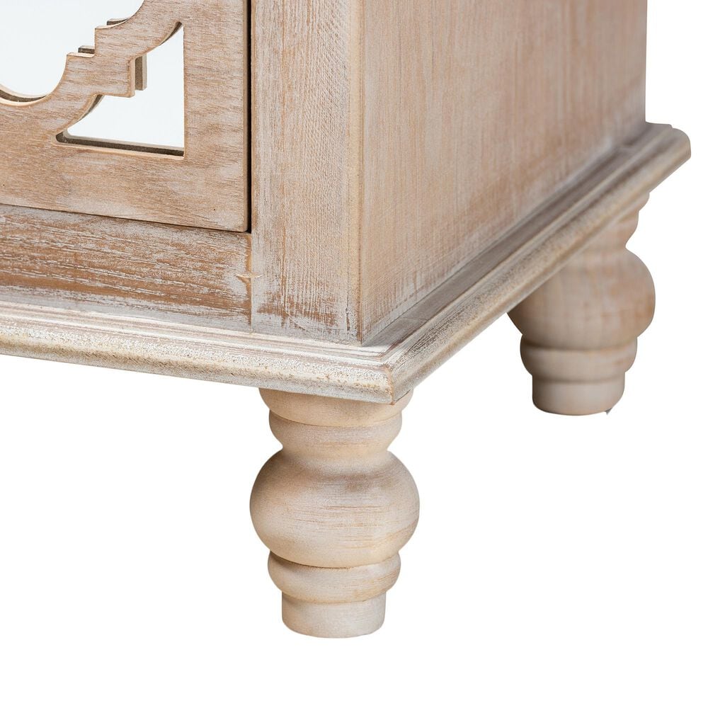Baxton Studio Celia 2-Drawer Quatrefoil End Table in White Washed Oak, , large