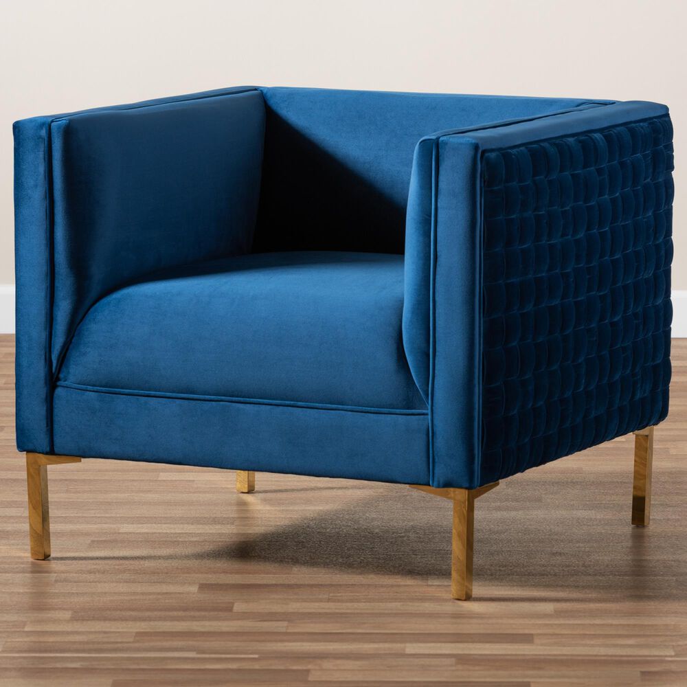 Baxton Studio Seraphin Arm Chair in Navy Blue, , large