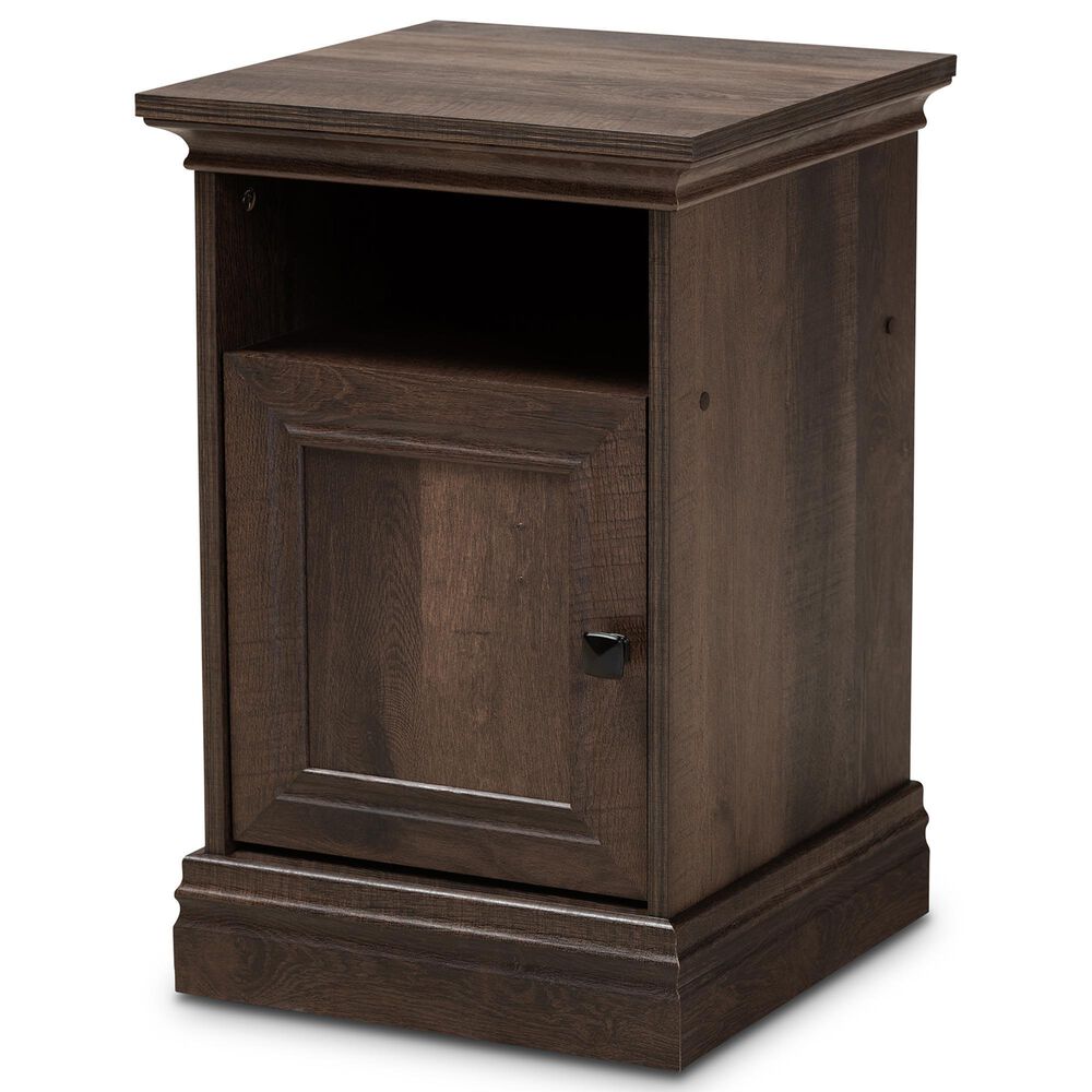 Baxton Studio Nolan 1-Door Nightstand in Brown/Black, , large