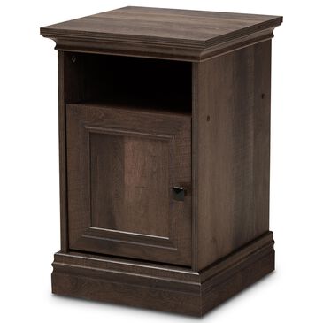 Baxton Studio Nolan 1-Door Nightstand in Brown/Black, , large