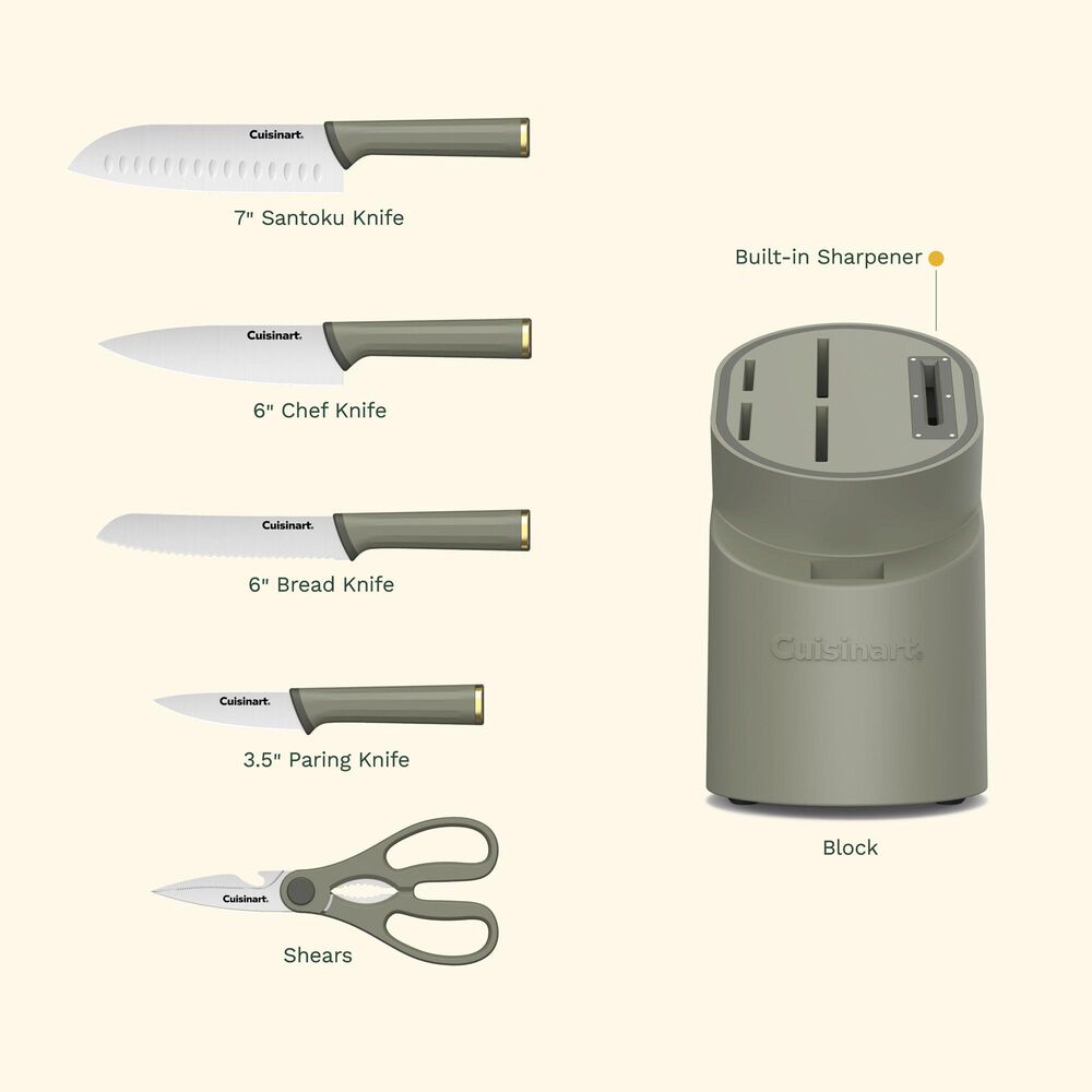 Deal Partners, Inc Artisan Elite Stainless Steel 6-Piece Knife Block Set in Green, , large