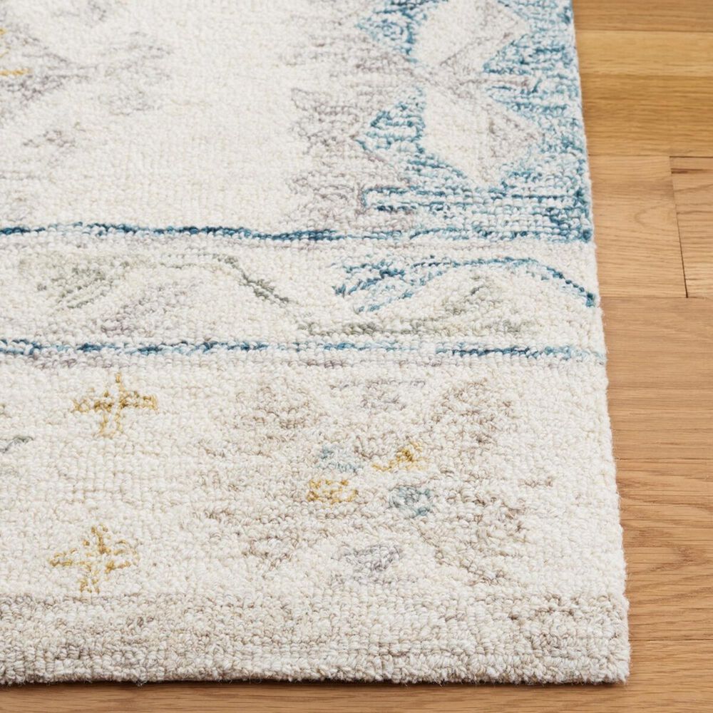 Safavieh Micro-Loop MLP476M 4&#39; x 6&#39; Ivory and Blue Area Rug, , large