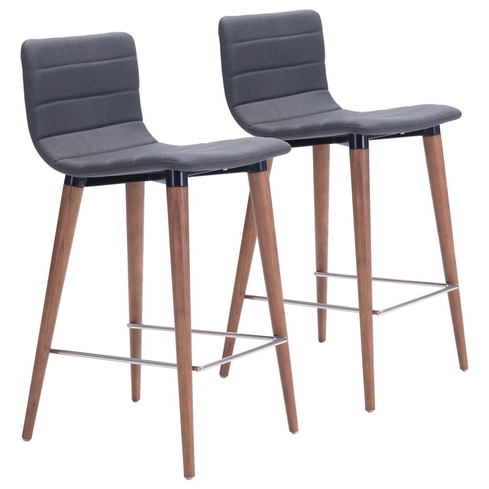Zuo Modern Jericho Counter Stool in Gray and Brown (Set of 2) NFM