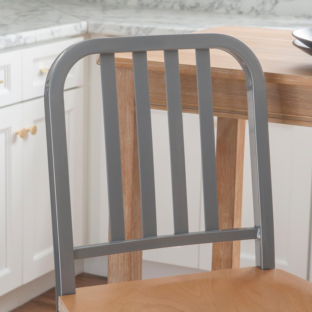 Linon Home Decor Frazier Bar Stool in Silver and Natural (Set of 2), , large