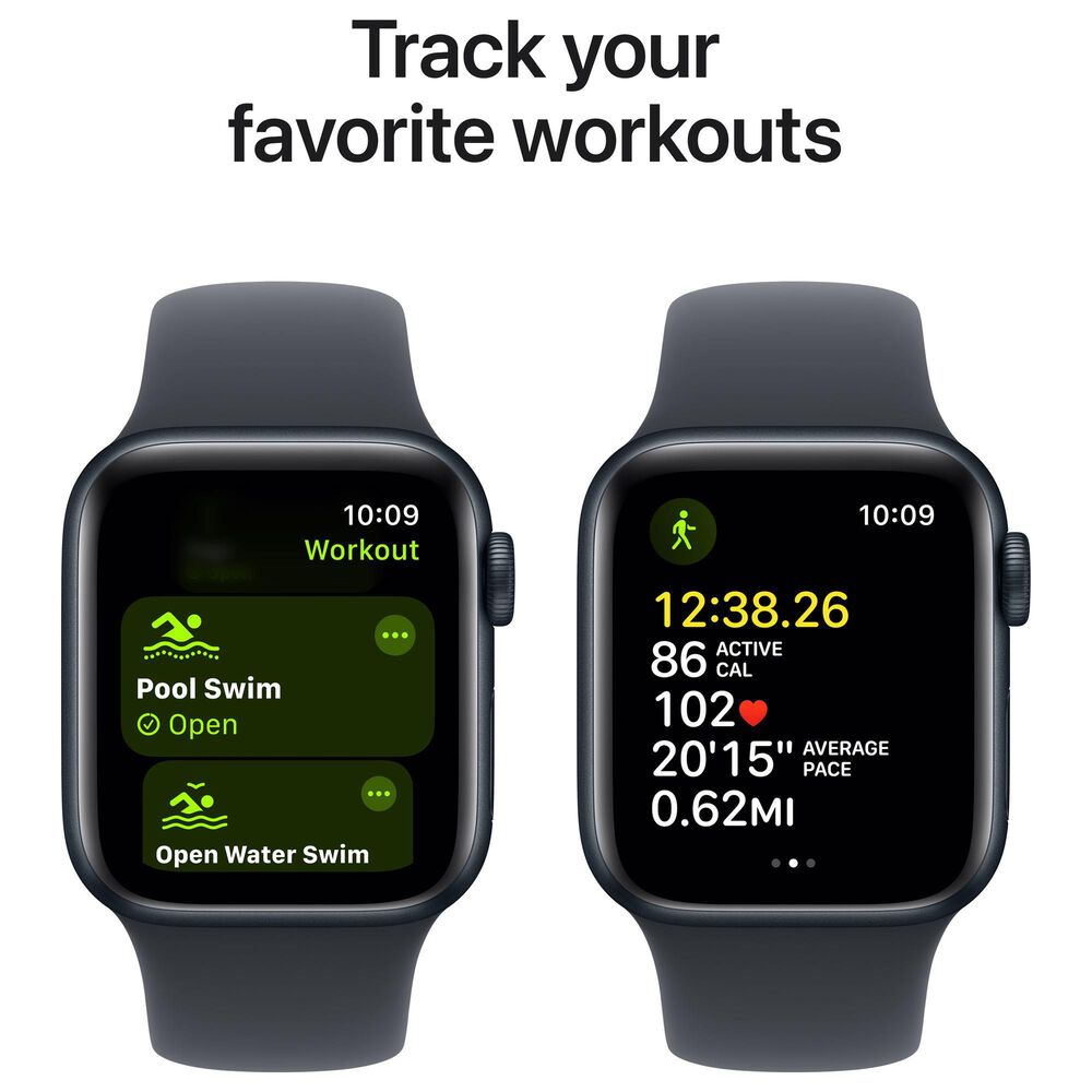 Apple Watch SE GPS + Cellular 40mm Midnight Aluminum Case with Midnight Sport Band - S/M, , large