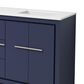 Lexora Home Lafarre 60" Double Bathroom Vanity in Navy Blue with 2 cm White Quartz Top and Rectangular Sinks, , large