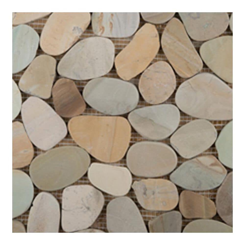 Emser Flat Venetian Pebbles Pastel Blend 12" x 12" Natural Stone Mosaic Sheet, , large