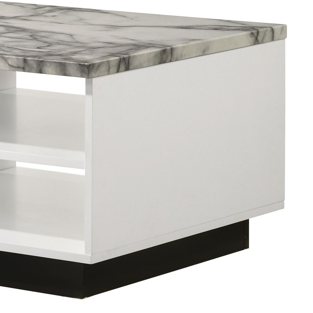 HOMLUX 47" Coffee Table with Faux Marble Top in White and Black, , large