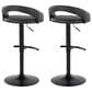 LumiSource Grotto Adjustable Bar Stool with Black Faux Leather Upholstery in Black (Set of 2), , large