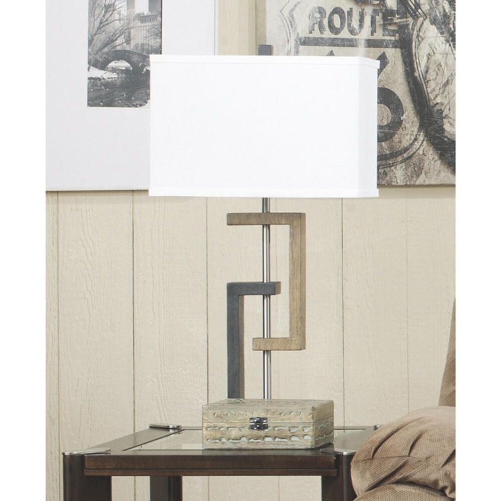 Ashley Syler Poly Table Lamp in Brown and Silver &#40;Set of 2&#41;, , large