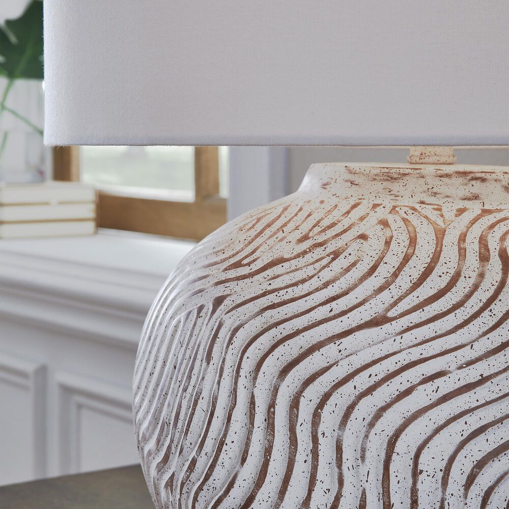 Ashley Vien Terracotta Table Lamp in Distressed White, , large
