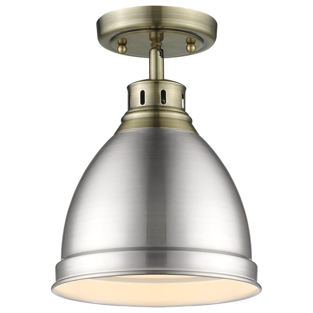 Golden Lighting Duncan Flush Mount in Aged Brass and Pewter, , large