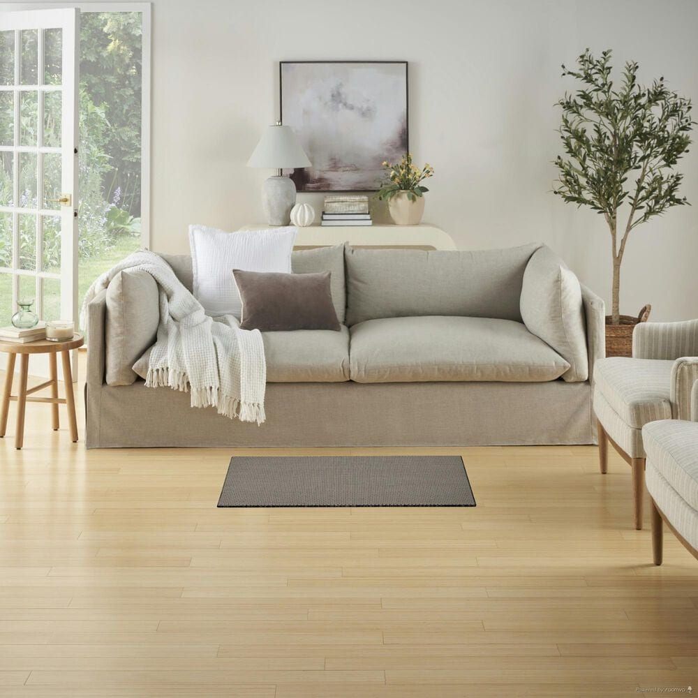 Nourison Courtyard Black and White 2&#39; x 3&#39; Indoor/Outdoor Area Rug, , large