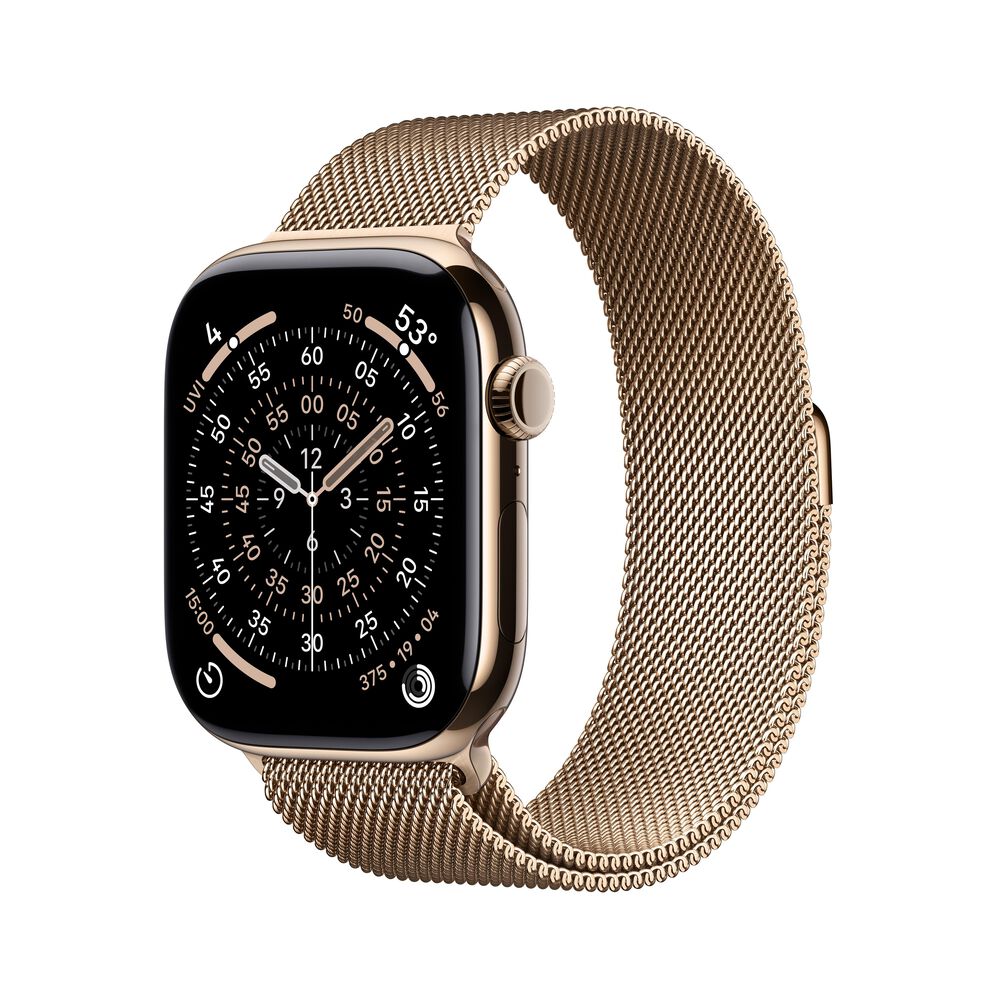 Apple Watch Series 11 (GPS+Cellular) 46mm Titanium Case with Gold Milanese Loop - M/L - Gold - (2025), , large