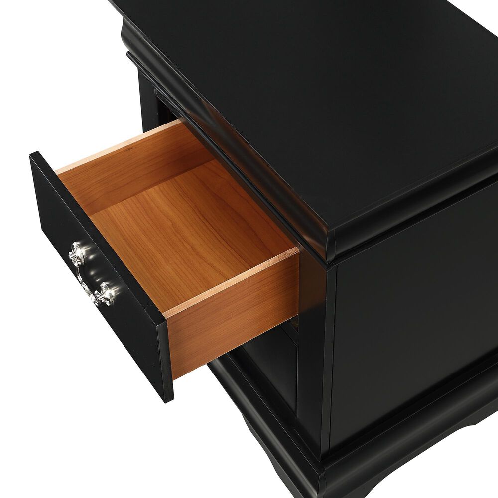 Crown Mark Louis Philip 2 Drawer Nightstand in Black, , large