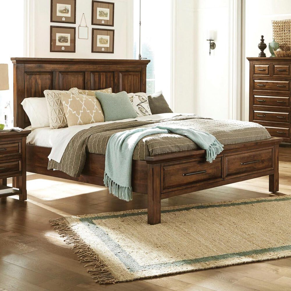 Cedar and Sage Hill Crest King Storage Bed in Dark Chestnut, , large