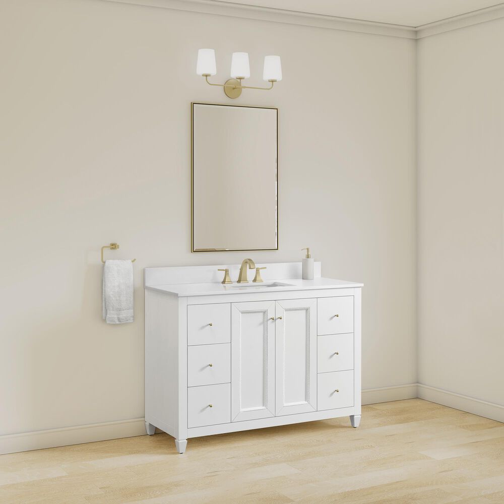37B Claudine 48" Single Bathroom Vanity in Bright White with Glossy White Composite Stone Top and Backsplash, , large
