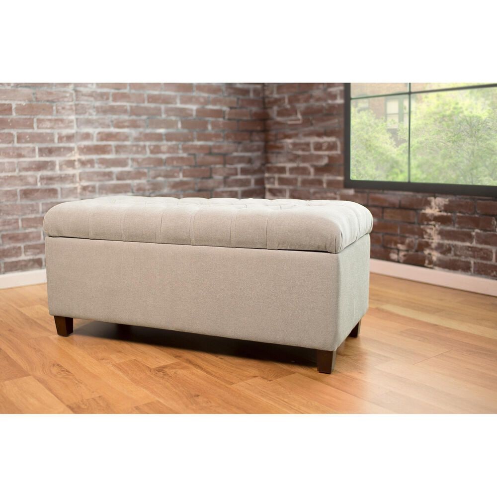 Kinfine Ainsley Storage Bench with Gray Cushion in Dark Walnut, , large