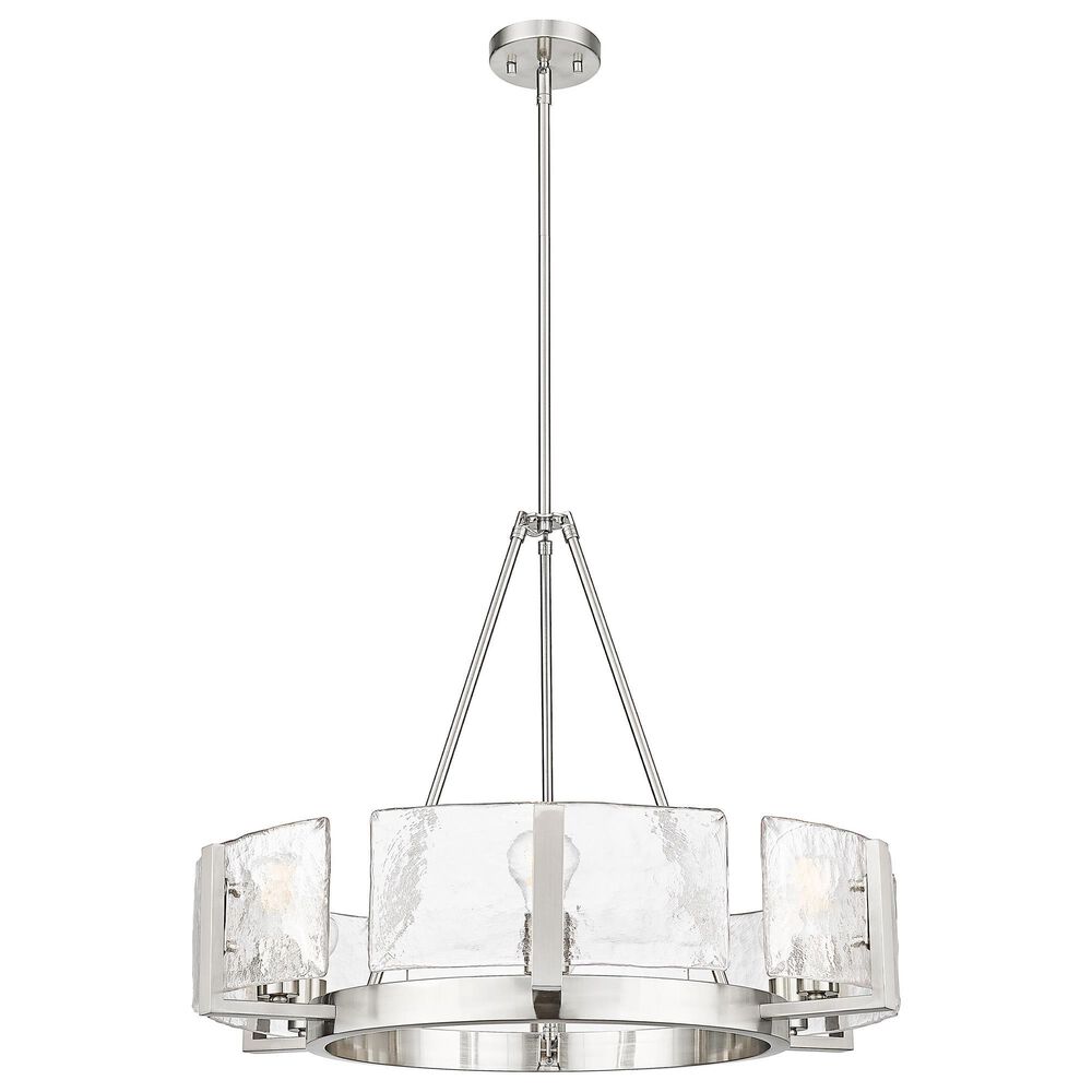 Golden Lighting Aenon 6-Light Wide Chandelier with Hammered Water Glass Shade in Pewter, , large