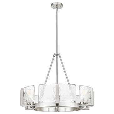 Golden Lighting Aenon 6-Light Wide Chandelier with Hammered Water Glass Shade in Pewter, , large
