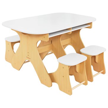 Kidkraft Arches 5-Piece Expandable Table and Bench Set in White and Oak, , large