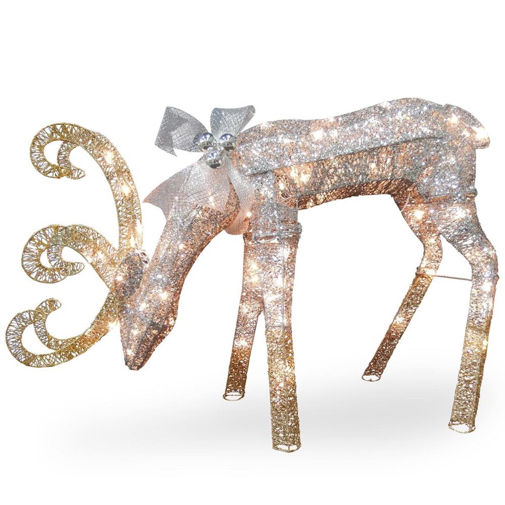 National Tree 28" Crystal Feeding Deer, , large