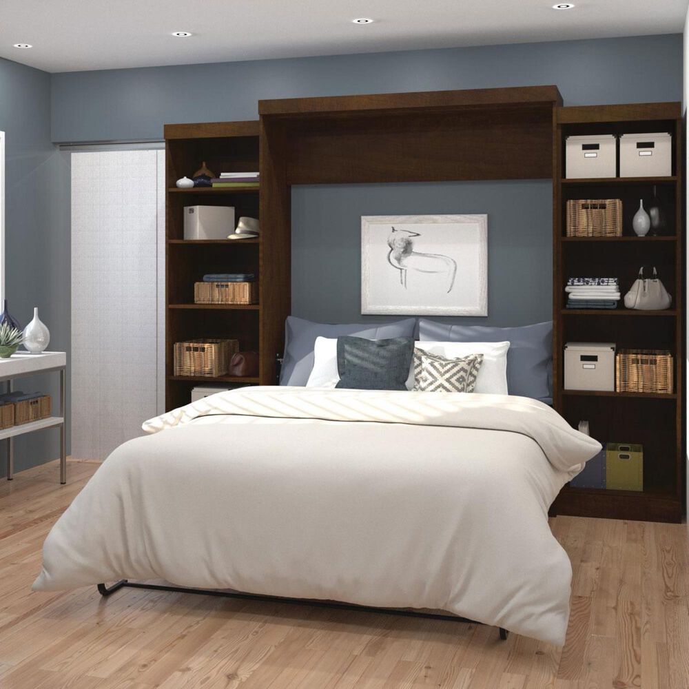 Bestar Pur 115" Queen Wall Bed Kit in Chocolate, , large