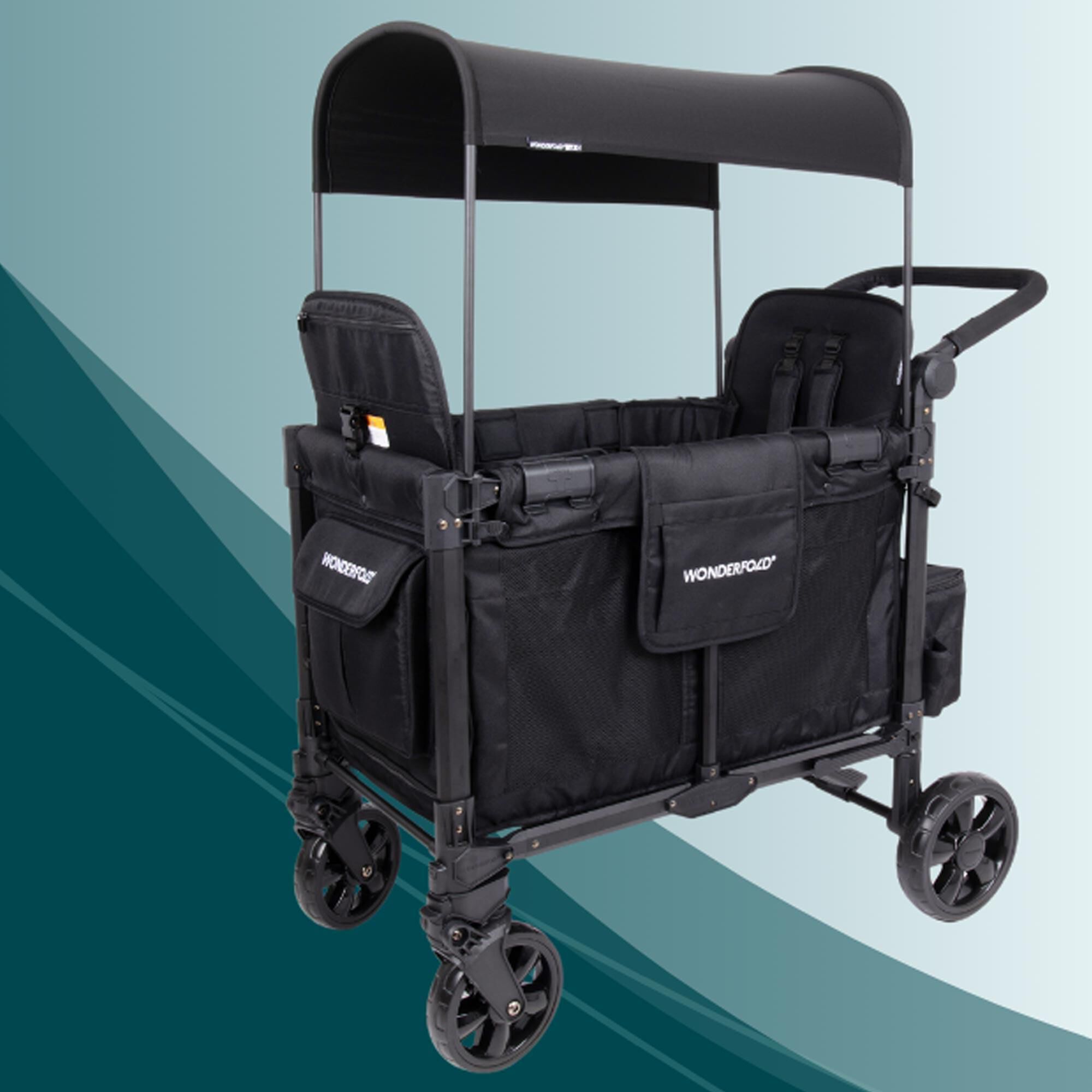 Wonderfold Elite Pro 2-Seater Stroller Wagon in Jet Black
