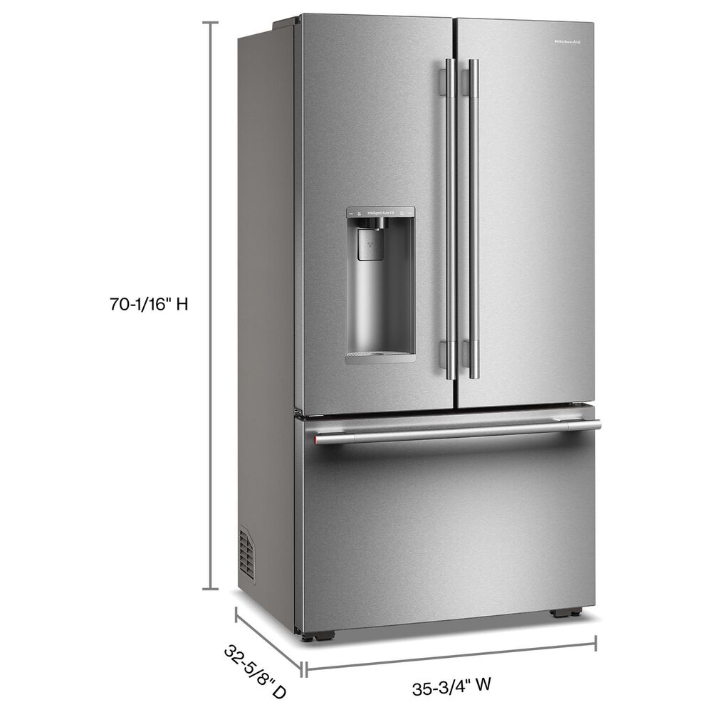 KitchenAid 23.1 Cu. Ft. Freestanding French Door Refrigerator with Intelligent Auto Fill in PrintShield Stainless Steel, , large
