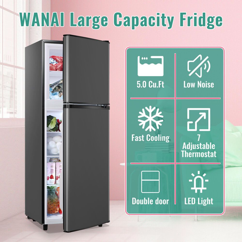 HOMLUX 5 Cu. Ft. Mini Upright Refrigerator with 1.8 Cu. Ft. Top Freezer in Gray, , large