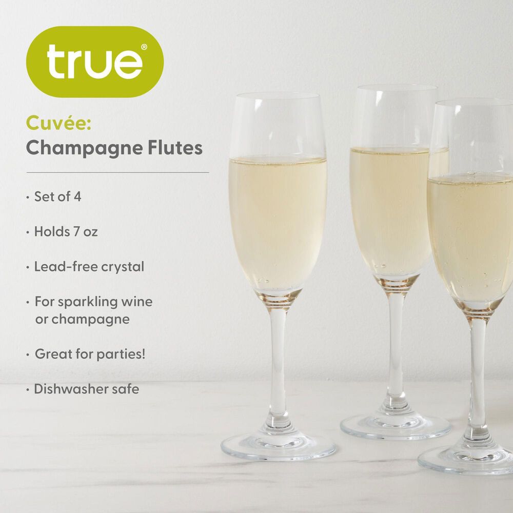 True Cuvee Stemmed Champagne Flute in Clear &#40;Set of 4&#41;, , large