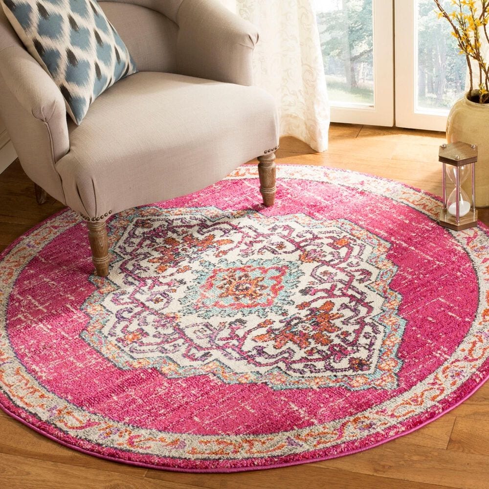 Safavieh Monaco MNC254D 5&#39; Round Pink Area Rug, , large