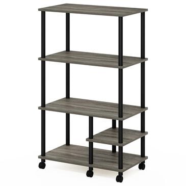 HOMLUX Turn-N-Tube 4-Tier Kitchen Storage Cart in French Oak Grey and Black, , large